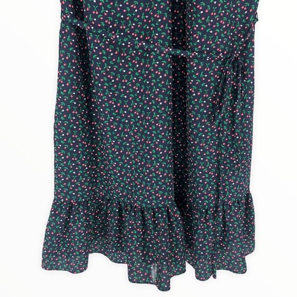 Boden Cynthia Dress Navy Cherry Picking Ruffle Trim Belted Dress size 4 - Picture 6 of 16